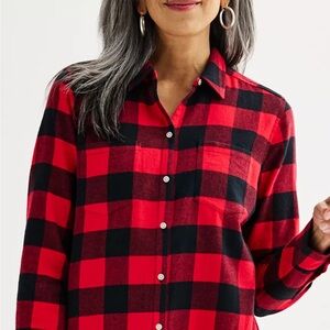 Chaps Red and Black Checkered Shirt